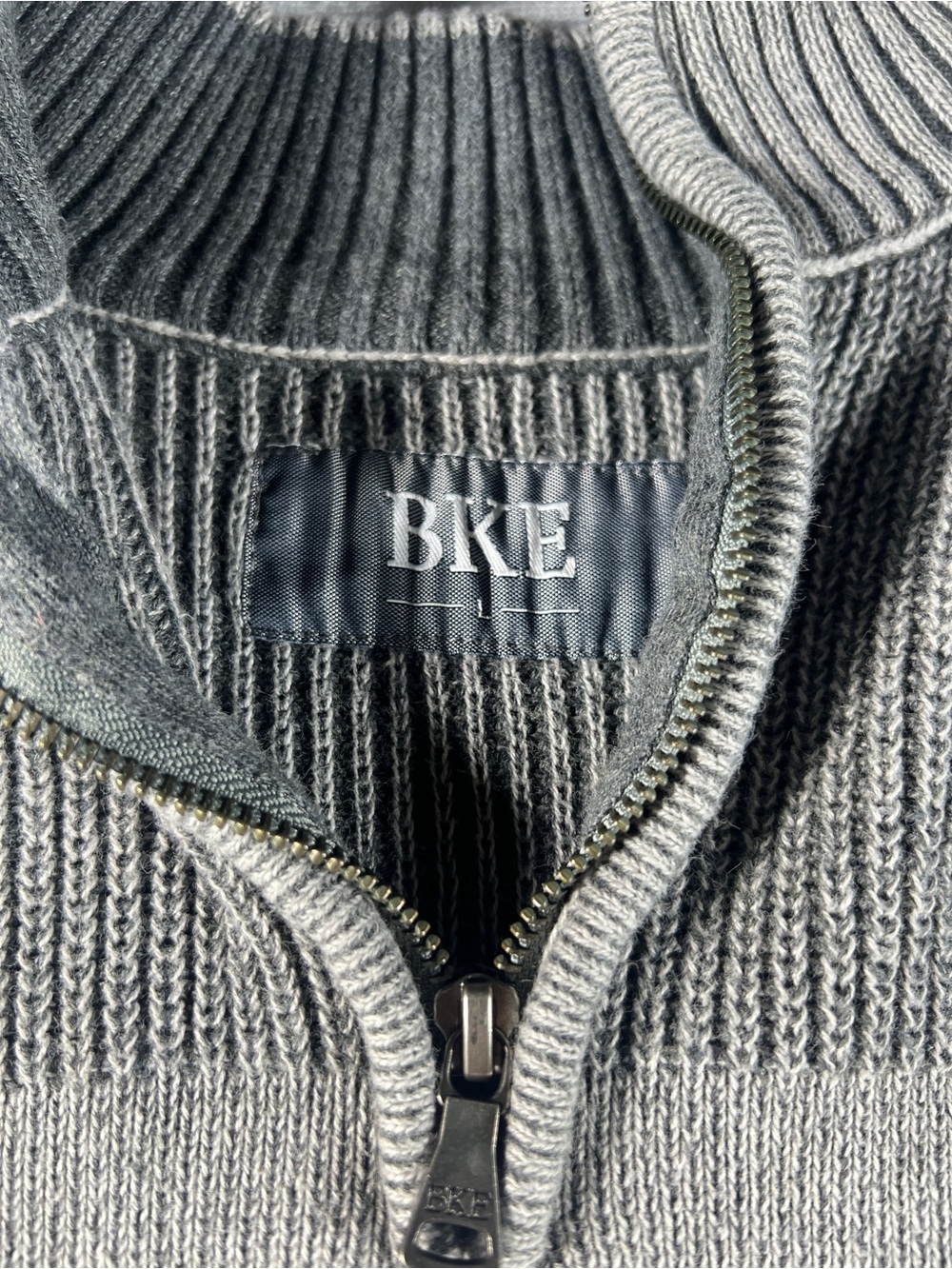 BKE Men's Zip Mock-Neck Sweater in Light Gray - Picture 2 of 8